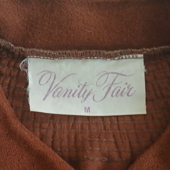 Vintage Vanity Fair Brown Long Sleeve Nightgown 70s-80s Cozy Lounge Dress M - Picture 5 of 10